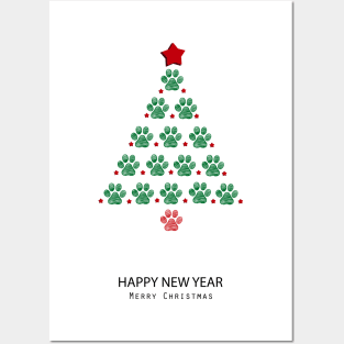 Made of green paw christmas tree Posters and Art